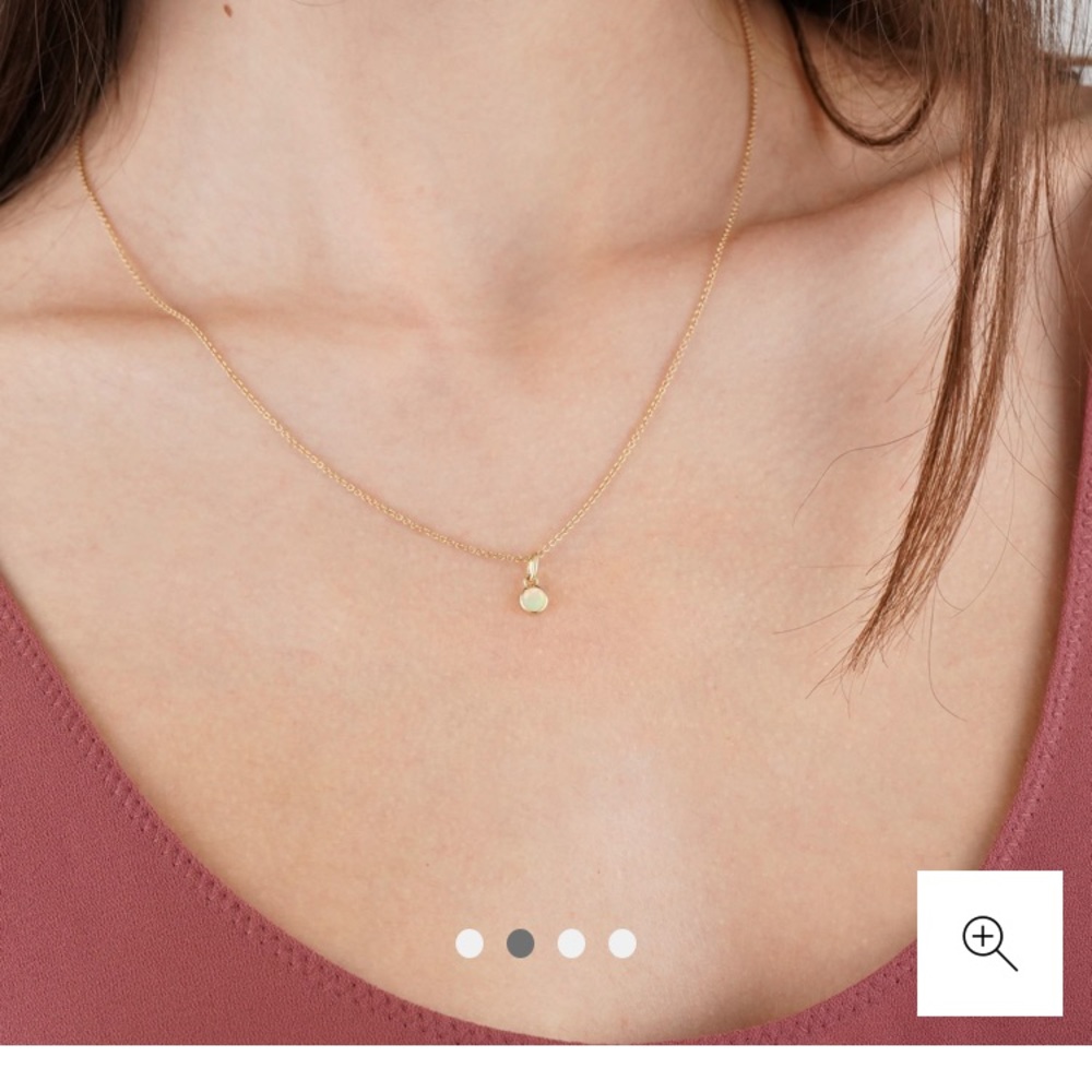Mejuri 14k solid gold necklace w/ opal birth charm